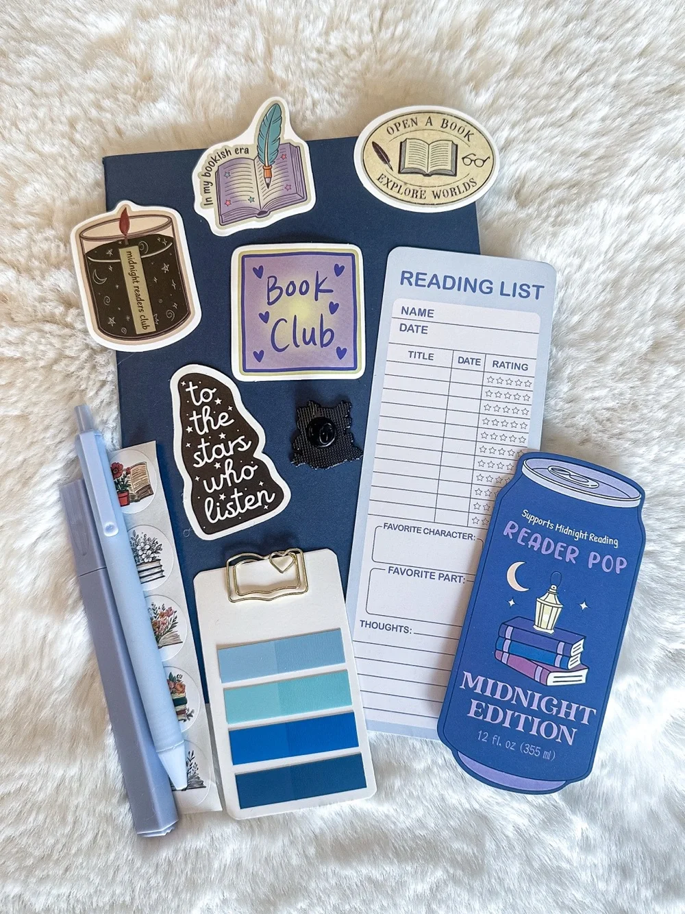 NEW Book Reading Journal Midnight Edition Theme Blue DIY Annotation Kit Set